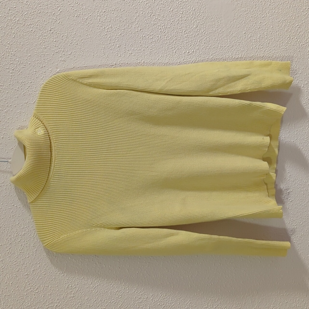 Lauren Ralph Lauren Yellow Turtleneck Ribbed Sweater Women Size Large